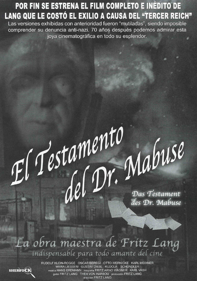 EL TESTAMENTO DEL DR. MABUSE - Das Testament des Dr. Mabuse - 1933